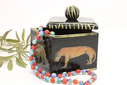 African Vintage Painted Jewelry or Keepsake Box, Animals #49194