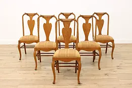 Set of 6 Victorian Antique Carved Oak Dining Chairs #50070