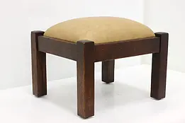 Craftsman Antique Leather & Oak Footstool #50095