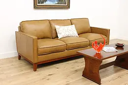 Traditional Vintage Brown Leather Couch or Sofa #49617