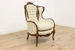 French Design Vintage Music Room Wing Chair, Dragons #50216