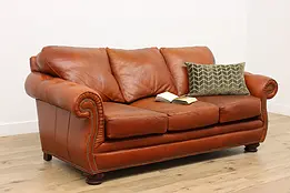 Traditional Vintage Leather Sofa or Couch, Bradington Young #49872