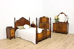 Tudor Antique 5pc Bedroom Set Full or Queen Size Bed, Albert #48619