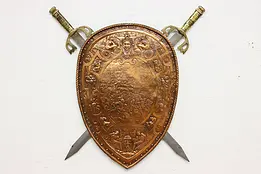 Classical Vintage Embossed Copper Shield & Iron Swords #48727