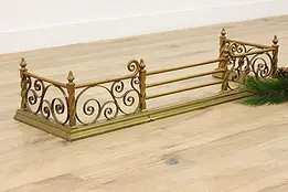 Traditional Vintage Brass & Iron Fireplace Hearth Fender #48431