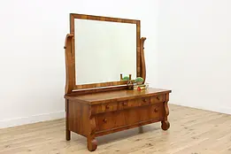 Empire Design Antique French Walnut Dresser or Chest, Mirror #50360