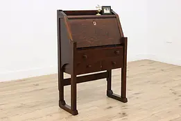 Craftsman Antique Oak Drop Front Secretary Office Desk #50188