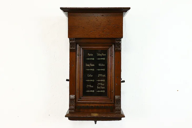 Victorian Antique Oak Servant or Butler Staff Call Box #39112