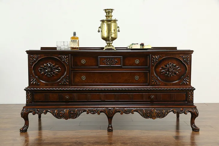 Renaissance Antique Carved Walnut Sideboard or Buffet, Berkey and Gay #34352