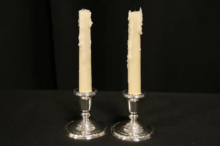 Pair of Vintage Weighted Sterling Silver Candlesticks