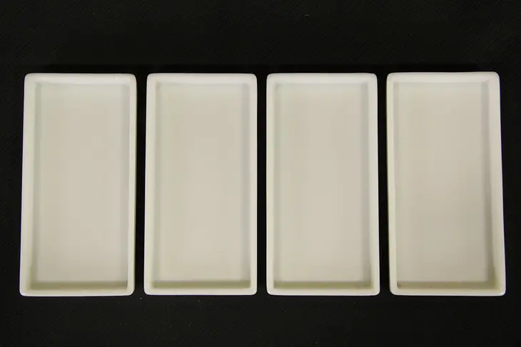 Set of 4 Undivided Dentist Milk Glass Dental Tool Trays