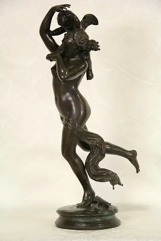 Venus & Cupid 1851 Antique Bronze Sculpture after Fraikin