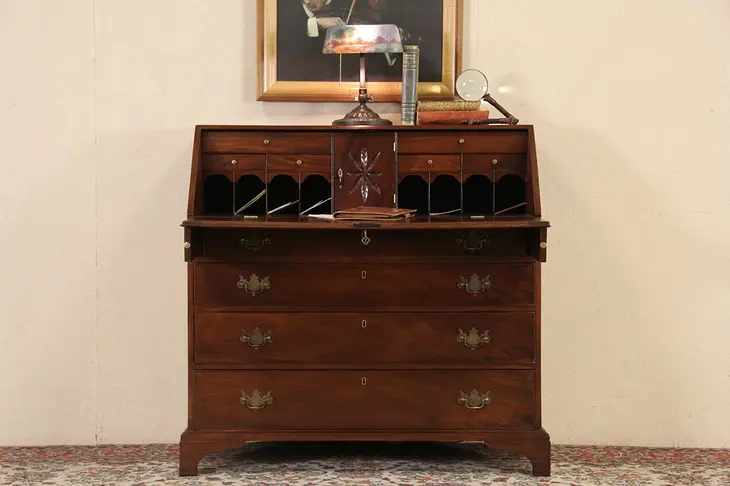 Federal Secretary Desk, 1800 Hand Carved Mahogany Antique