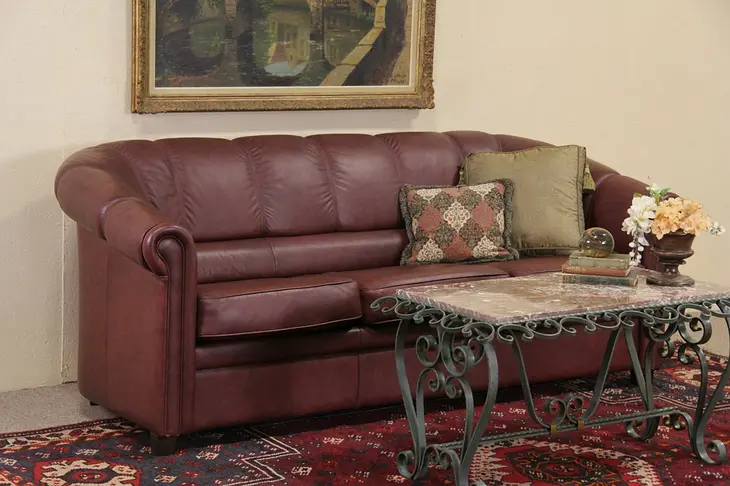 Leather Vintage Scandinavian Sofa, 3 Cushions