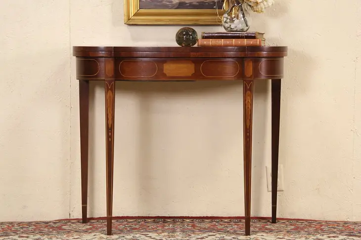 Hepplewhite 1920's Vintage Marquetry Console and Game Table