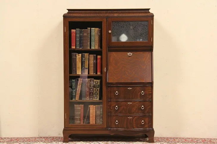 Oak 1900 Combination Secretary Desk Bookcase