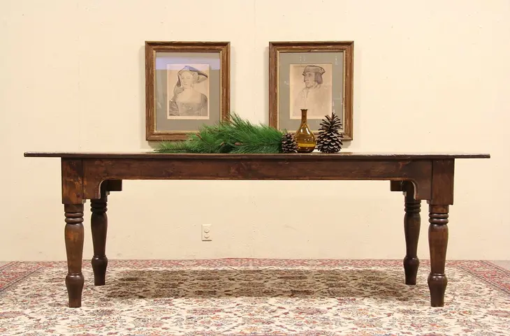 Country Pine 1860 Antique Farmhouse Dining Table