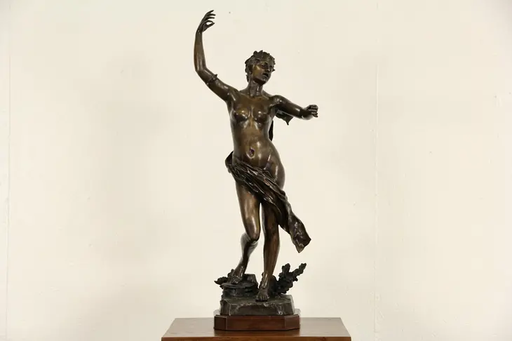 Venus Statue Bronze 1900 Antique French Sculpture, Signed Charpentier