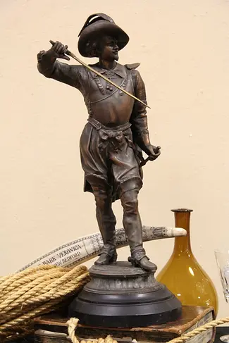 Musketeer Sculpture 1890 Statue, Lowered Sword