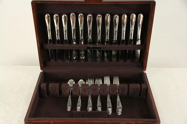 Wheat by Reed & Barton 48 Pc. Sterling Silver Flatware Set for 12, Chest