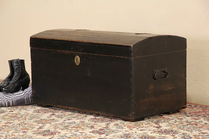 Pine Hand Crafted Antique 1870's Polish Immigrant Trunk or Chest