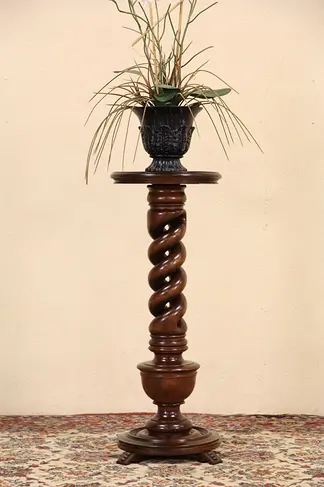 Pedestal or Plant Stand, 1900 Antique Spiral Column