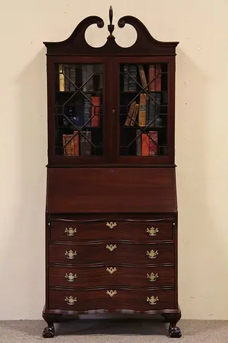 Mahogany Secretary Desk & Bookcase, Secret Drawers