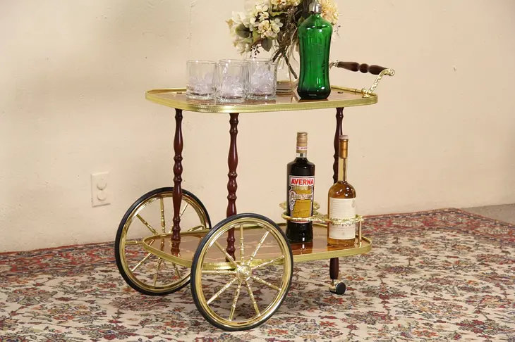 Italian Marquetry Dessert Cart or Beverage Trolley