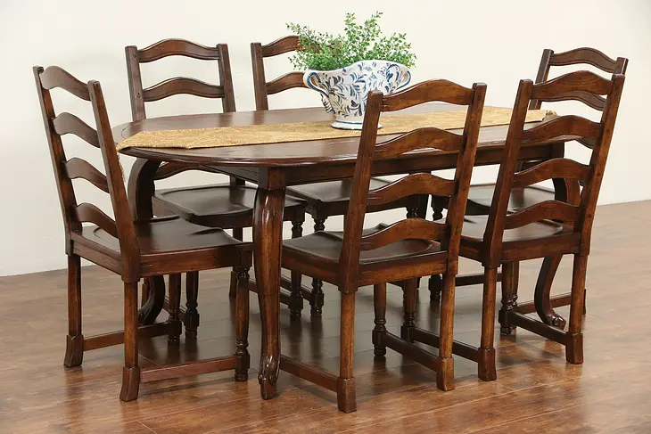 Country French Set of Six Vintage Dining Chairs