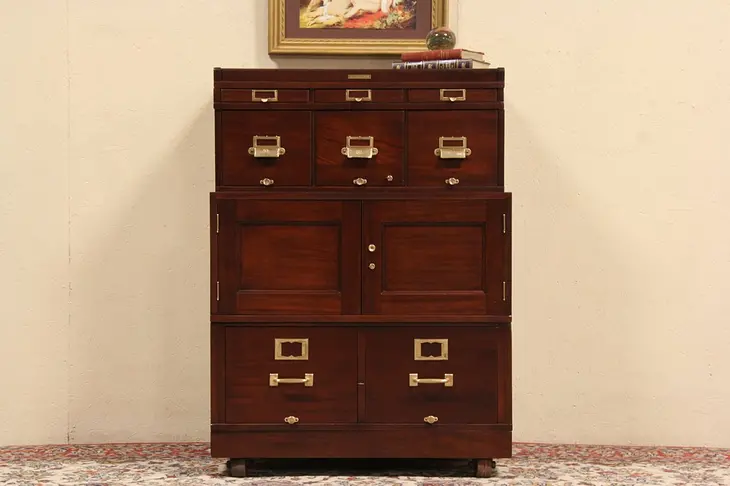 Yawman NY Stacking 1900 Antique File Cabinet