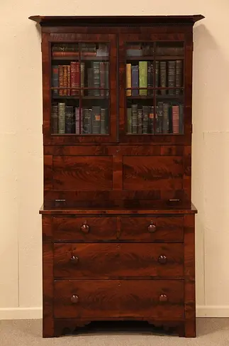Empire Antique 1825 Secretary Desk & Bookcase
