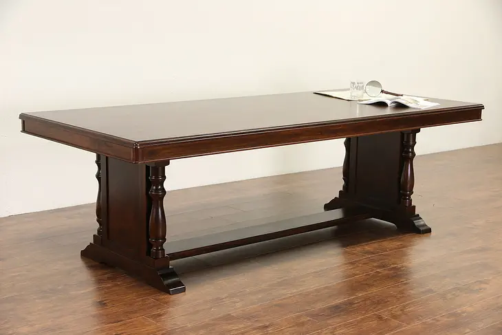 Conference or 8' Dining Table, 1915 Walnut Antique from Chicago Bank