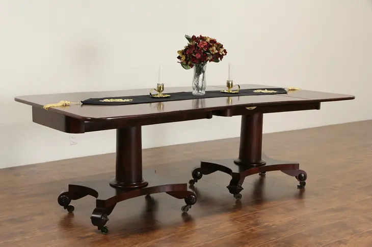 Pair of 1830's Empire Console Tables combination Banquet Dining Table