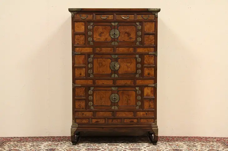 Tansu Antique 1900 Asian Dowry Cabinet