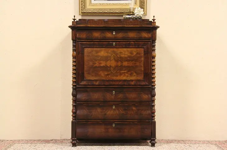 Empire Biedermeier Antique 1870 Secretary Desk
