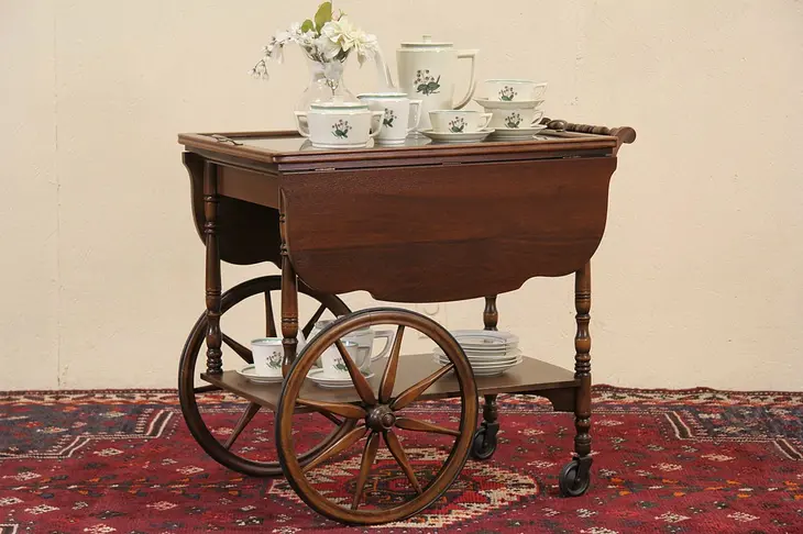 Vintage Walnut Tea Trolley, Beverage or Dessert Cart
