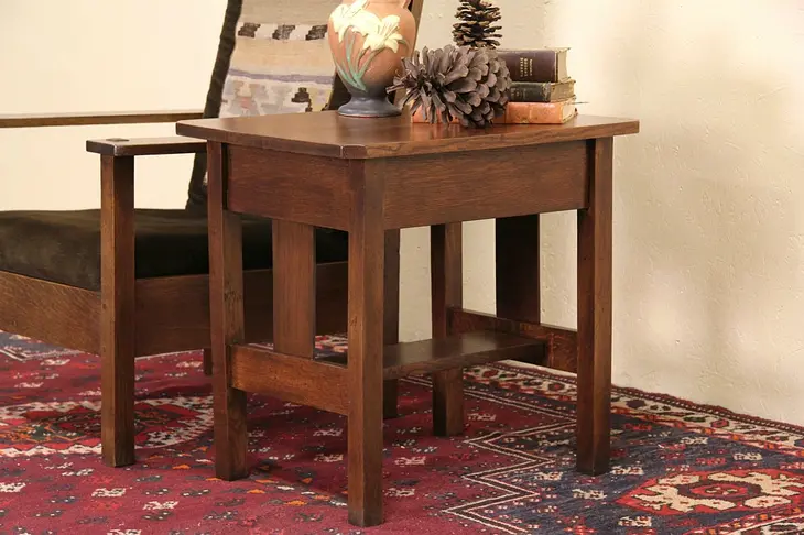Arts & Crafts Mision Oak 1905 Antique Lamp Table
