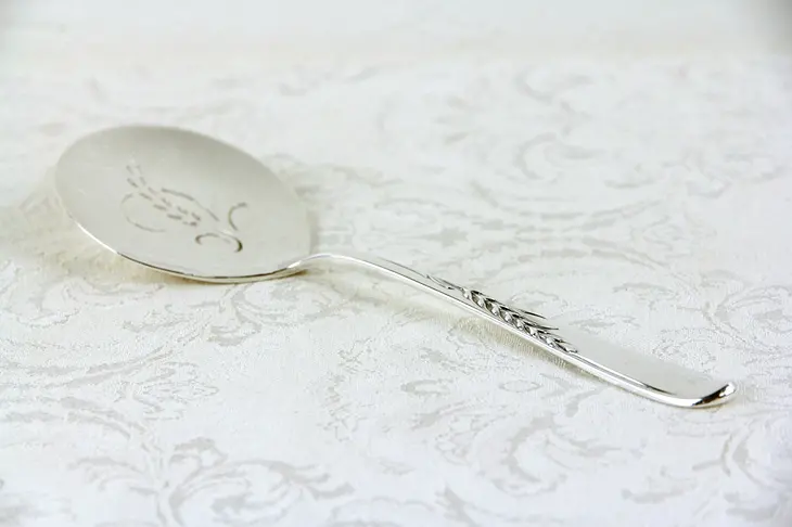 Wheat Reed & Barton Sterling Silver Slotted Serving Spoon