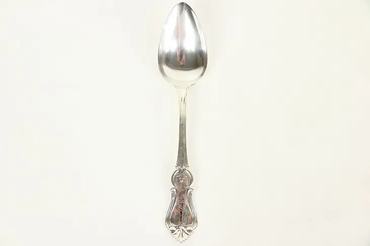 Victorian Antique Coin Silver Serving Spoon, Monogram, Signed J. Bachman #29367