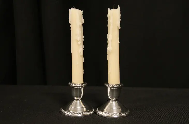Pair of Vintage Weighted Sterling Silver Candlesticks