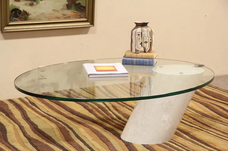 Lucia Mercer for Knoll Midcentury Modern Glass & Marble Cocktail Table