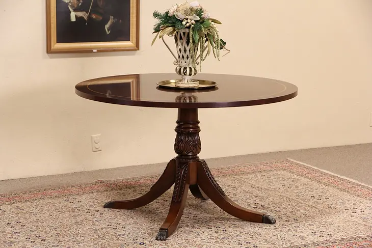 Round 4' Banded Mahogany Dining, Breakfast, Center or Conference Table