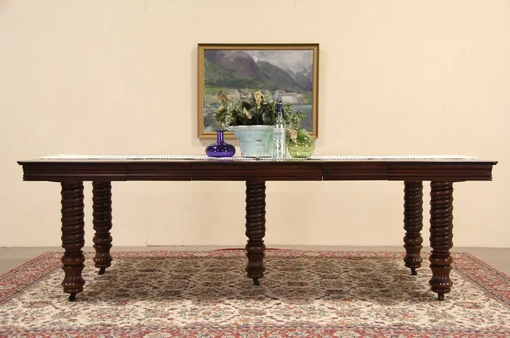 Oak Square 1900 Antique Dining Table, Extends 8'