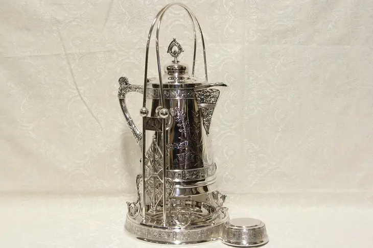 Silverplate Pairpoint Victorian 1880's Antique Tilting Water Pitcher