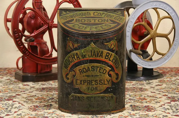 Boston 1890 Antique Coffee Tin Store Hopper