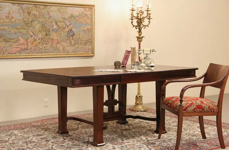 Italian Arts & Crafts 1910 Antique Library or Dining Table