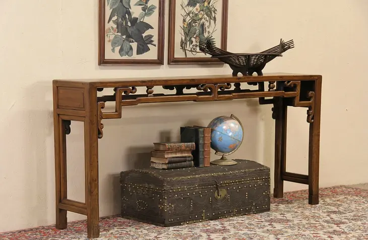 Chinese Antique 1900 Altar or Sofa Table, Hall Console