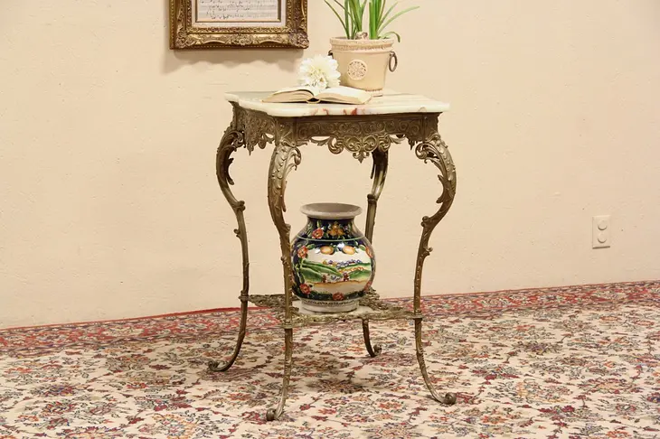 Victorian Bronze & Onyx 1890 Antique Table or Pedestal