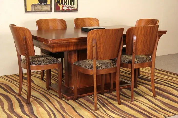 Art Deco 1930's Italian Dining Set, Table & 6 Chairs