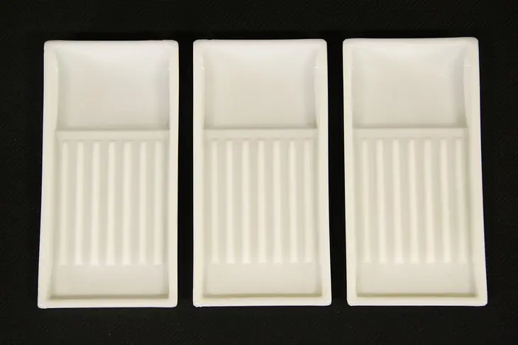 Set of 3 Dentist Milk Glass Dental Tool Trays